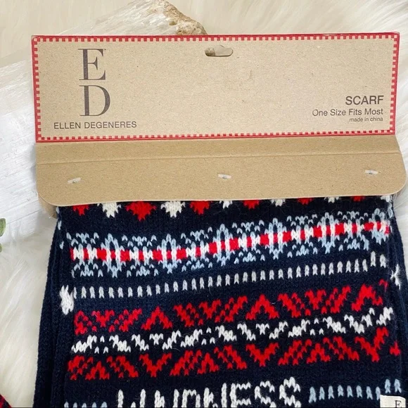 SCARF SET NEW 🌟 KINDNESS SCARF AND HAT SET ELLEN red blue white Woven knit 2pc - Picture 5 of 10